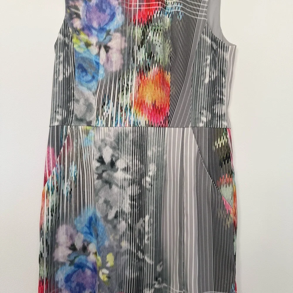 Anthropologie Nanette Lepore Sheath Dress Floral Stripes Artsy Boho Size 6 - Picture 4 of 10